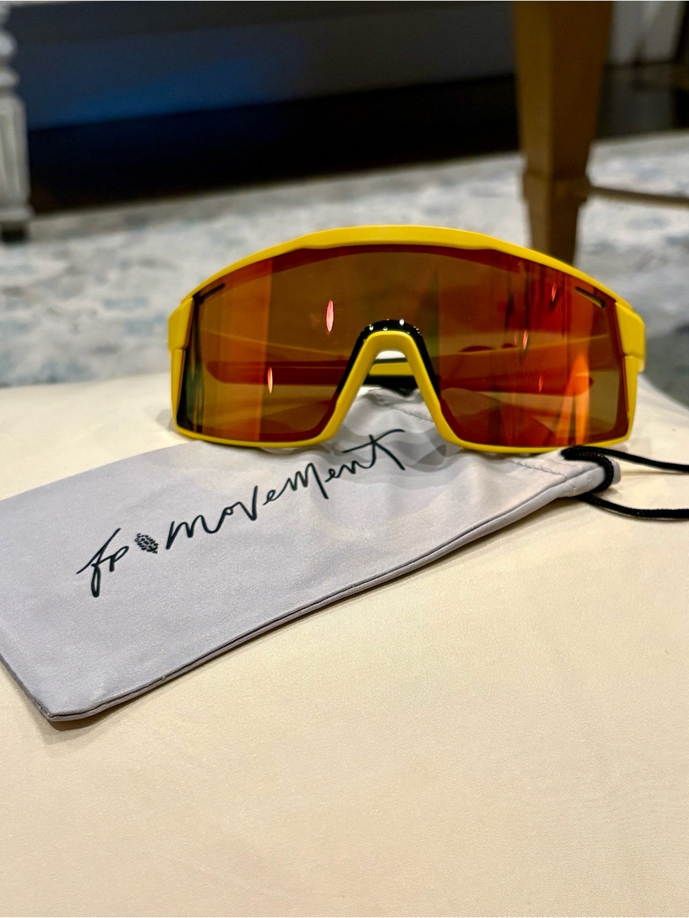 FP Movement by Free People Yellow Frame Red Mirrored Lens Sport Sunglasses